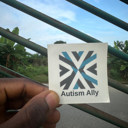 Autism Ally Statement Square Stickers (Pack of 10) - White & Clear