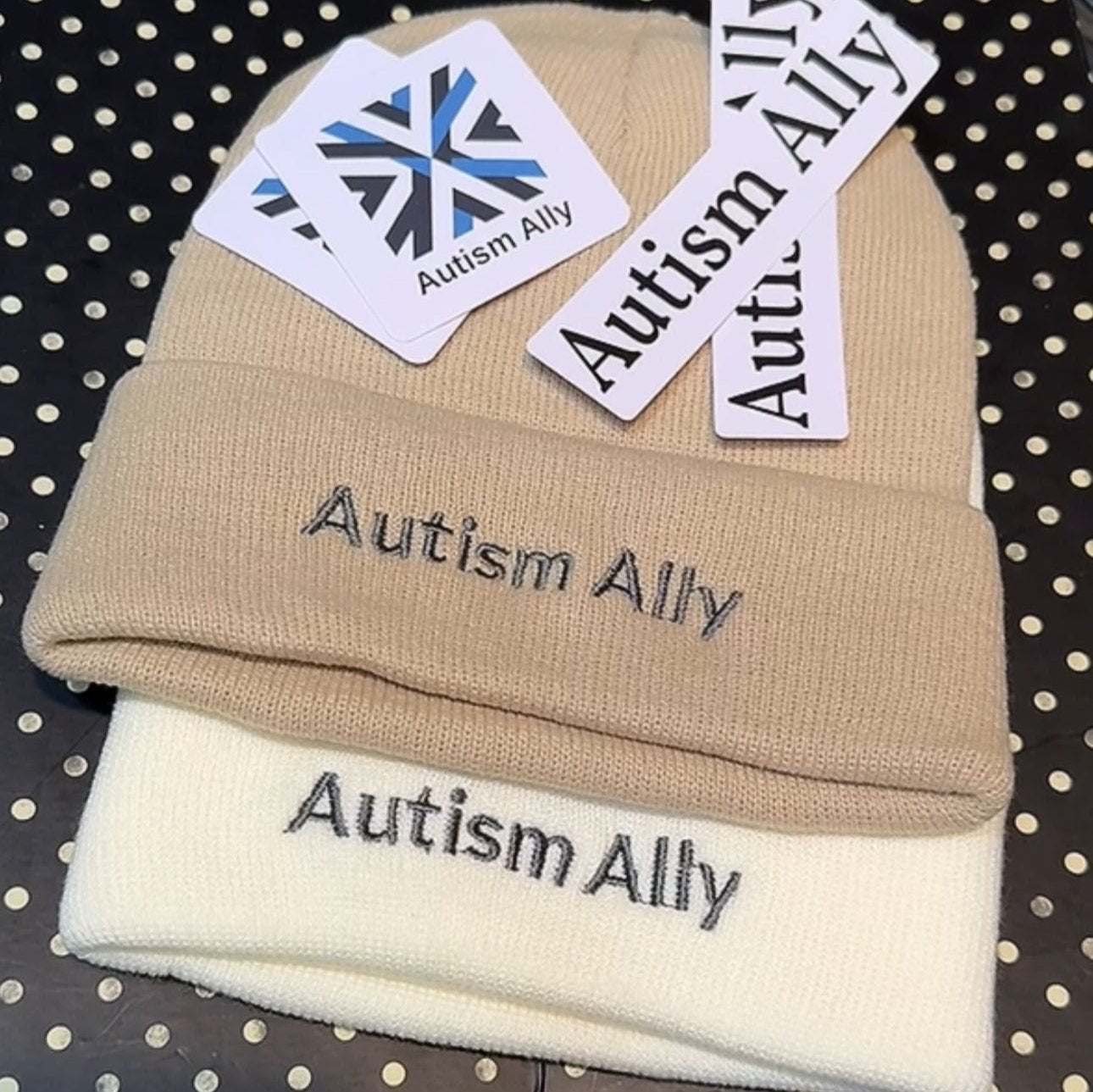 Autism Ally Holiday Bundle: 2 beanies & 4 stickers