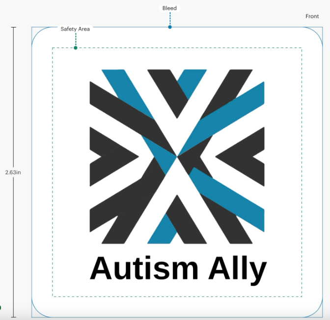 Autism Ally Statement Square Stickers (Pack of 10) - White & Clear