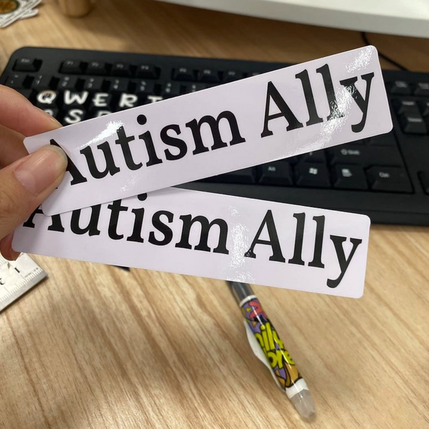 Black & White Autism Ally Statement Sticker