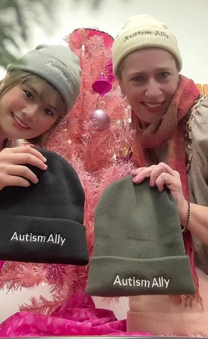 Large Holiday Bundle: 10 Autism Ally beanies & 55 stickers